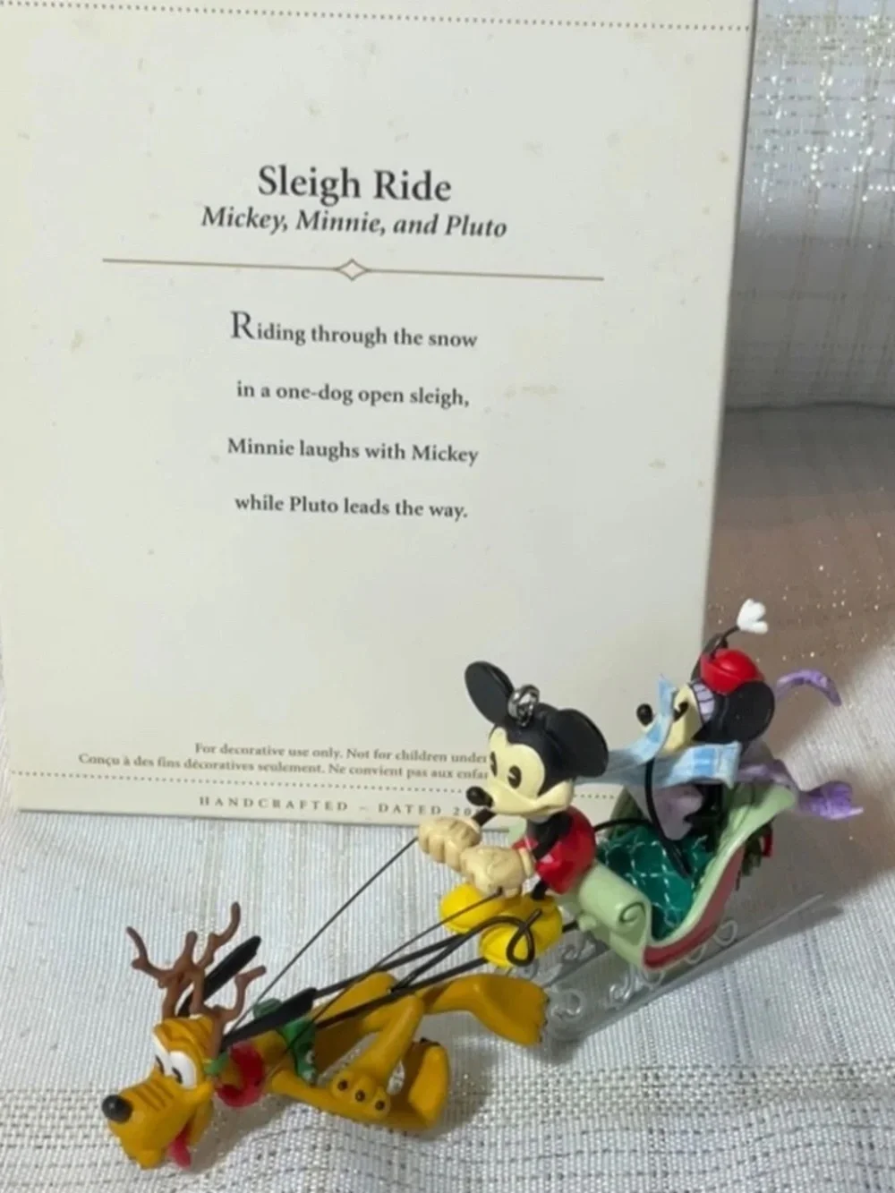 DISNEY Mickey, Minnie and Pluto. 2006 “Sleigh Ride”.Keepsake handcrafted